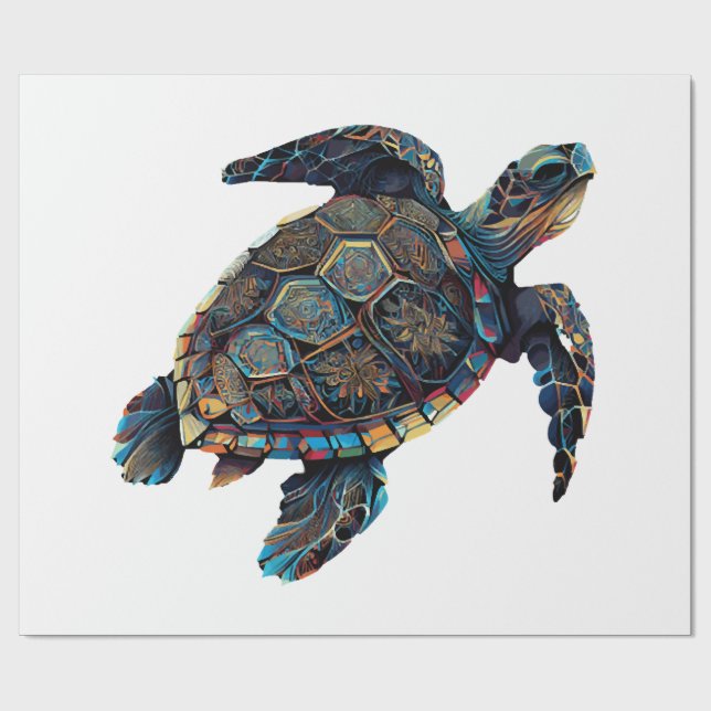 Geometric Turtle Colourful Abstract Rainbow Wrapping Paper (Flat)