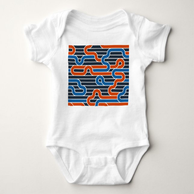Geometric Twisted Lines Vintage Baby Bodysuit (Front)