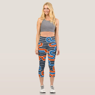 Geometric Twisted Lines Vintage Capri Leggings