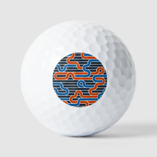 Geometric Twisted Lines Vintage Golf Balls (Front)
