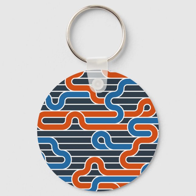 Geometric Twisted Lines Vintage Key Ring (Front)