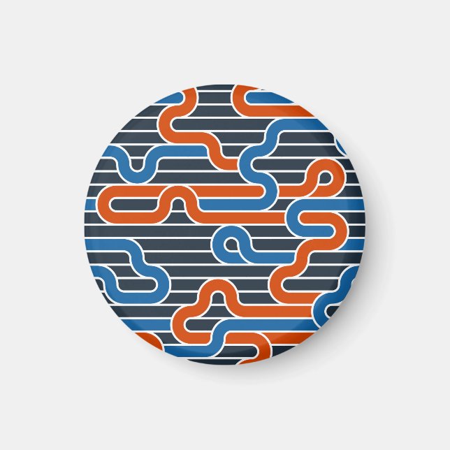 Geometric Twisted Lines Vintage Magnet (Front)