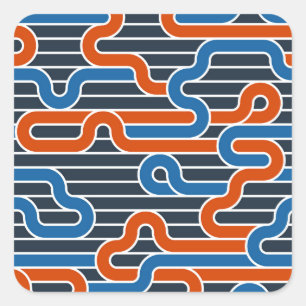Geometric Twisted Lines Vintage Square Sticker