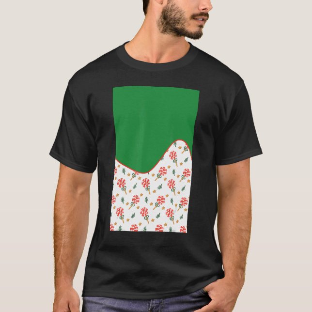 GEOMETRIC TWO TONE PATTERN Green and Red Candy Can T-Shirt (Front)