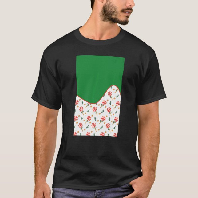 GEOMETRIC TWO TONE PATTERN Green and Red Candy Can T-Shirt (Front)