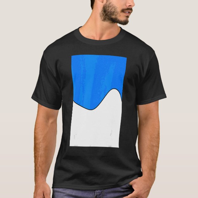 Geometric Two Tone Wave Pattern Azure And White T-Shirt (Front)