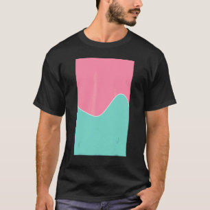 Geometric Two Tone Wave Pattern Baker Miller Pink  T-Shirt