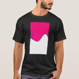 Geometric Two Tone Wave Pattern Bright Pink And Wh T-Shirt