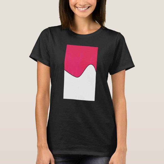 Geometric Two Tone Wave Pattern Cherry Pink And Wh T-Shirt (Front)