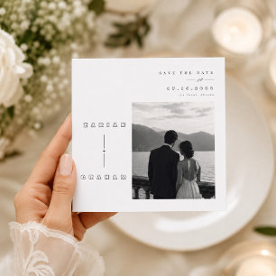 Geometric Typography Wedding Save The Date Card.