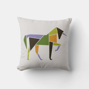 Geometric Unicorn Modern Abstract Tangram Animal Cushion