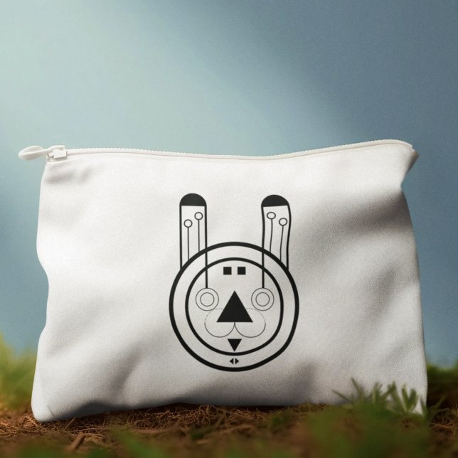 Geometric Usagi Rabbit Zodiac Pouch (Carry your essentials with cosmic charm in this stylish Usagi Rabbit zodiac pouch.)