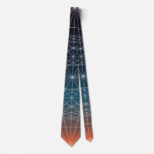 Geometric Vaporwave Sunset   Tie
