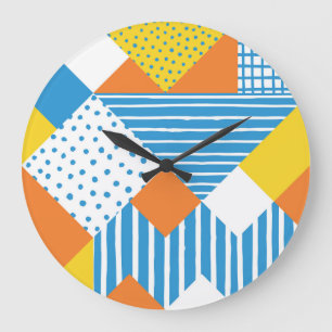 Geometric Vintage Abstract Background Design Large Clock