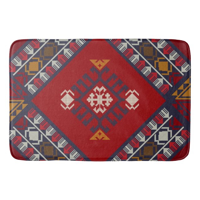 Geometric vintage classic cute-stylish colourful bath mat (Front)