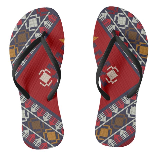 Geometric vintage classic cute-stylish colourful thongs (Footbed)
