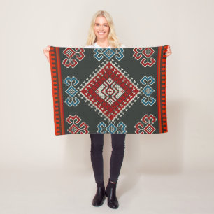 Geometric vintage classic fashion-trendy colourful fleece blanket