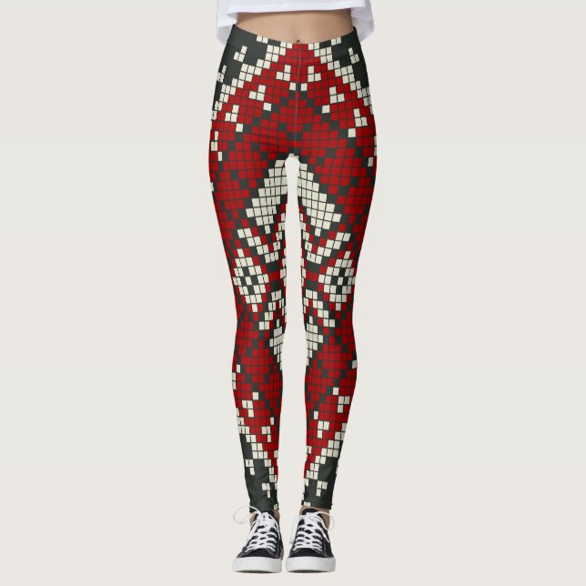 Geometric vintage classic fashion-trendy colourful leggings (Front)