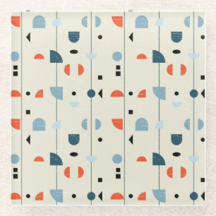 Geometric vintage: mid-century seamless pattern. glass coaster