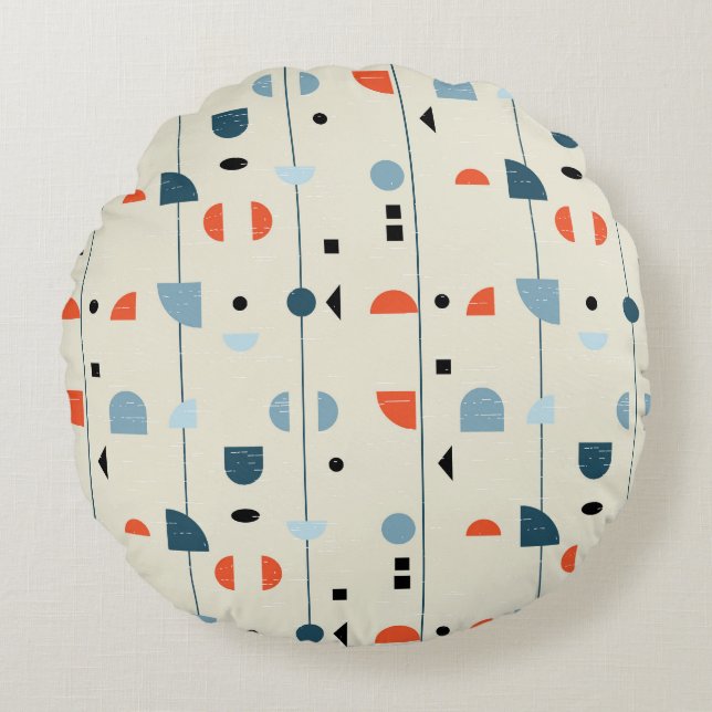 Geometric vintage: mid-century seamless pattern. round cushion (Front)