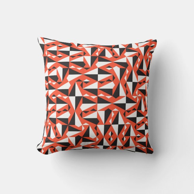 Geometric vintage seamless textile pattern in red, cushion (Front)