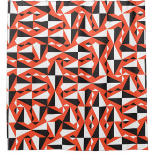 Geometric vintage seamless textile pattern in red, shower curtain