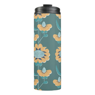 Geometric Vintage: Textile Nautical Motif Thermal Tumbler