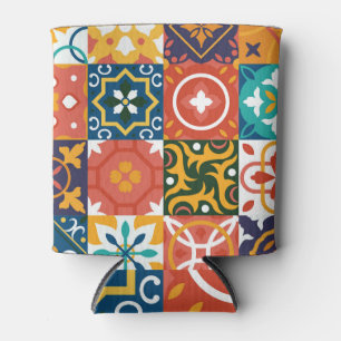 Geometric Vintage Tiles Ornate Pattern Can Cooler