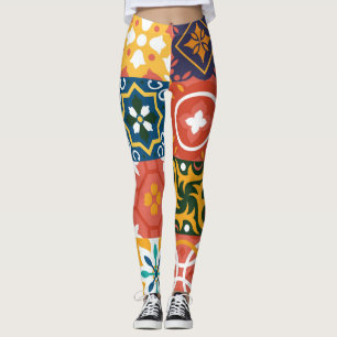 Geometric Vintage Tiles Ornate Pattern Leggings