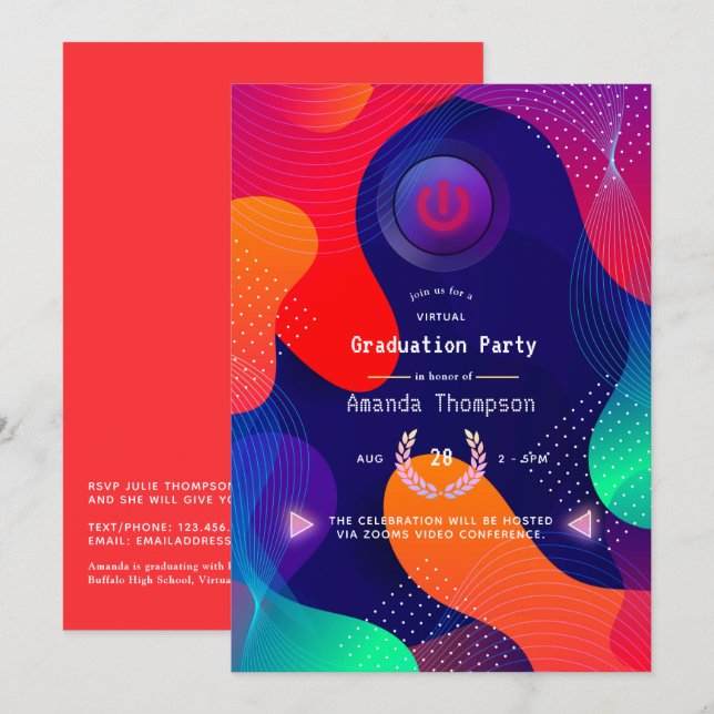 Geometric Virtual Graduation Party Invitation (Front/Back)