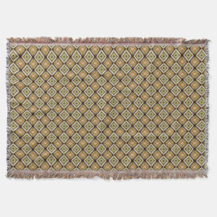Geometric Warm Tone Diamond Pattern Throw Blanket