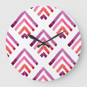 Geometric Watercolor Abstract Seamless Pattern Large Clock