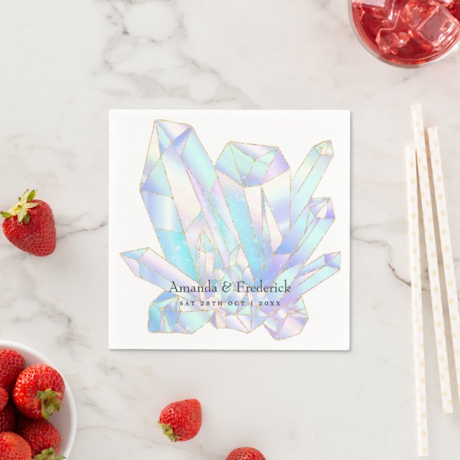 Geometric Watercolor Crystals Wedding Napkin (Insitu)