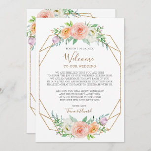Geometric Watercolor Flower Wedding Welcome Note Invitation