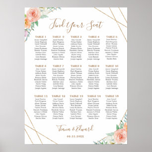 Geometric Watercolor Flowers Seating Chart