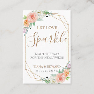 Geometric Watercolor Flowers Wedding Sparkler Tag