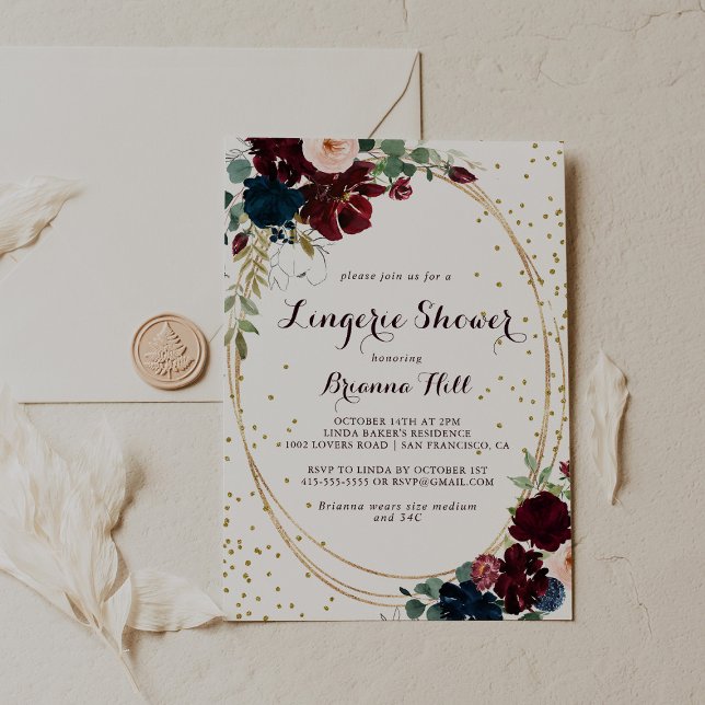Geometric Watercolor Gold Bridal Lingerie Shower Invitation (Creator Uploaded)