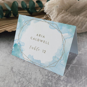 Geometric Watercolor Light Wedding Place Card