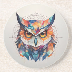 Geometric Watercolor Owl Coaster