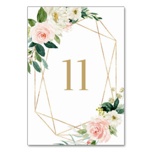 Geometric Watercolor Spring Blooms Table 11 Table Number