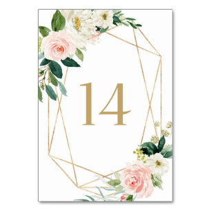 Geometric Watercolor Spring Blooms Table 14 Table Number