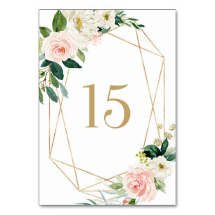 Geometric Watercolor Spring Blooms Table 15 Table Number