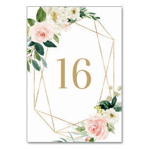 Geometric Watercolor Spring Blooms Table 16 Number