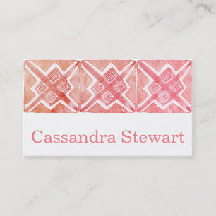 Geometric watercolor tiles design business card