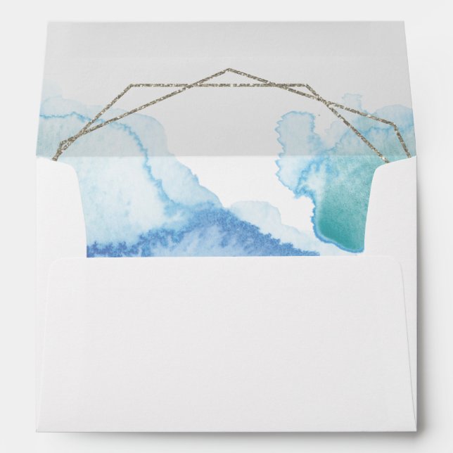 Geometric Watercolor Wedding Invitation Envelope (Back (Bottom))