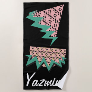 Geometric Watermelon Slice Summer Glitter Beach Towel