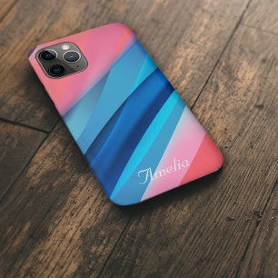 Geometric wave coral blue iPhone 11 pro case