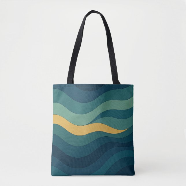 Geometric Waves – Abstract Minimalist Flow  Tote Bag (Front)
