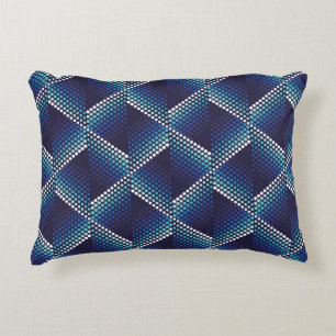 Geometric wavy seamless pattern with dots in blue decorative cushion