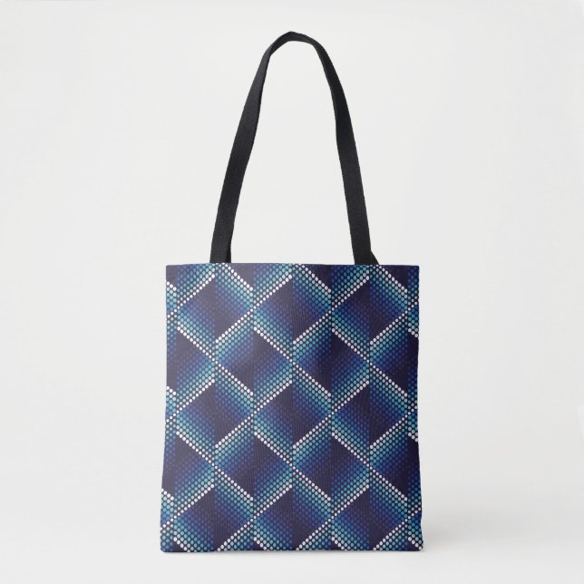 Geometric wavy seamless pattern with dots in blue  tote bag (Front)